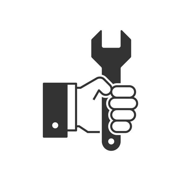 Hand holding wrench black icon — Stock Vector