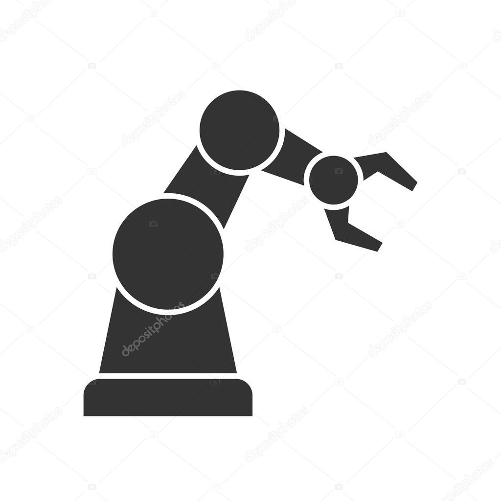 Robotic arm black icon on white