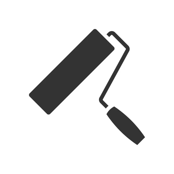 Rodillo de pintura icono negro — Vector de stock