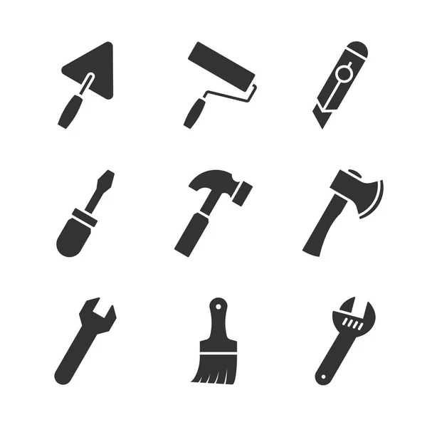 Werkzeuge schwarze Symbole — Stockvektor