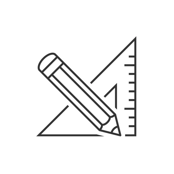 Háromszög vonalzó és ceruza — Stock Vector