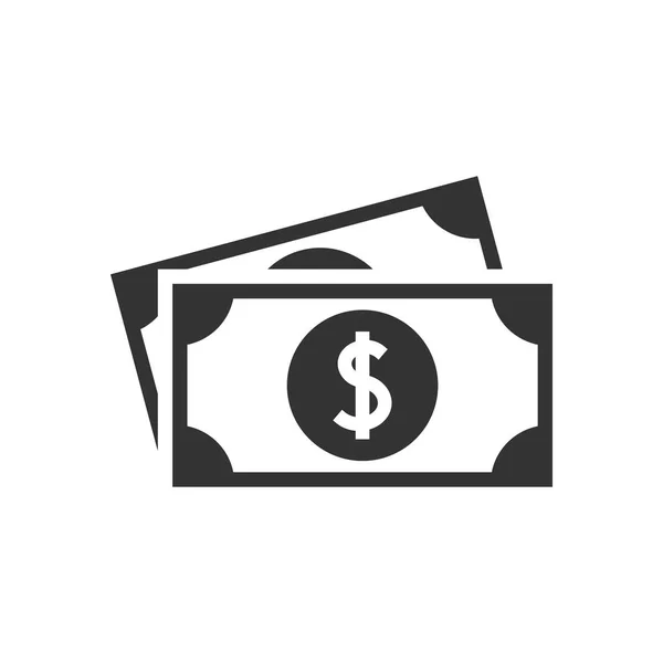 Dollar bankbiljet zwart pictogram — Stockvector