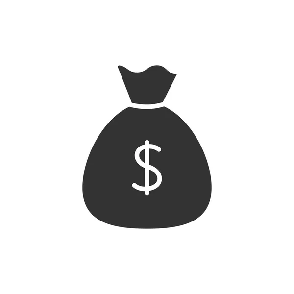 Zak met geld zwart pictogram — Stockvector