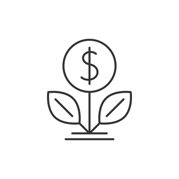 Ícone de contorno de árvore de dólar — Vetor de Stock