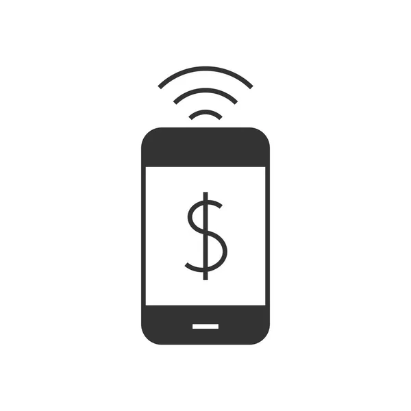 Mobile payer icône noire — Image vectorielle