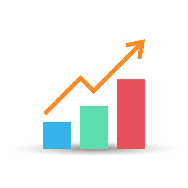 Büyüyen çubuk grafik düz simgesi — Stok Vektör