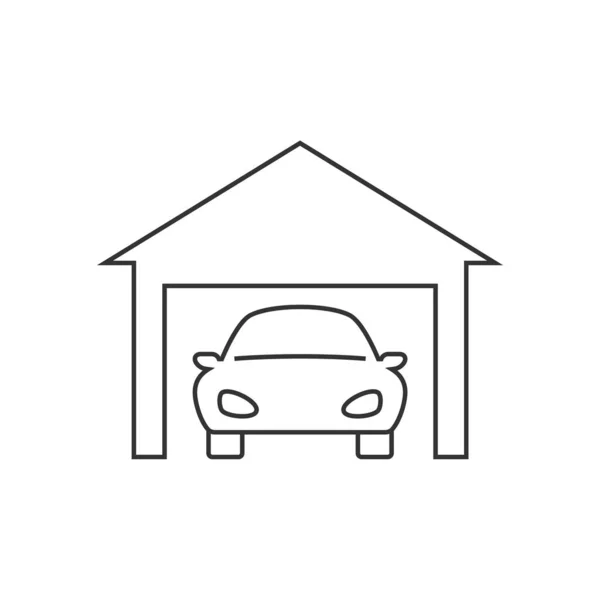 Carro na linha de garagem ícone no fundo branco — Vetor de Stock