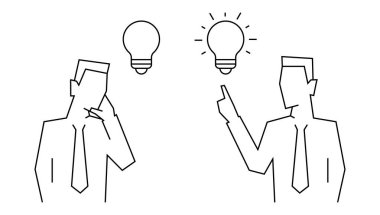 İş adamı doğrusal illüstrasyonunda fikir kavramı