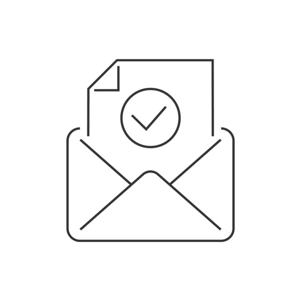 E-mail jóváhagyási vonal ikon fehér háttér — Stock Vector