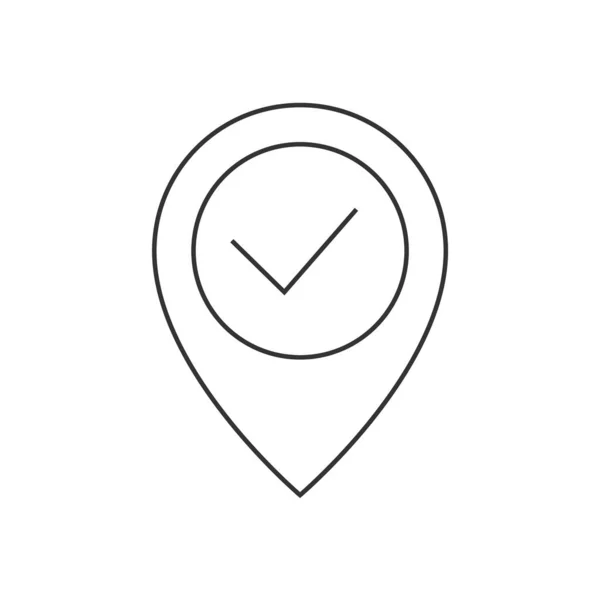 Locatie pin met vinkje lijn pictogram — Stockvector