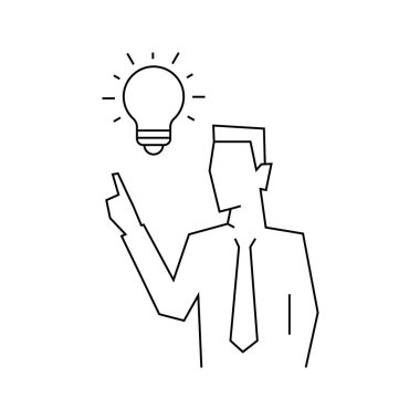 Beyaz arka planda iş adamlarının çizimlerine bir fikir geldi