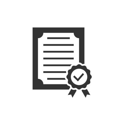 Beyaz arkaplanda onaylanmış sertifika siyah simgesi