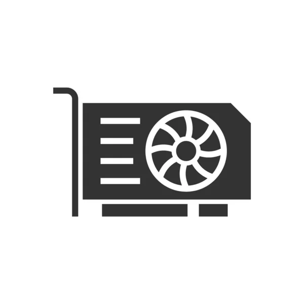 Gráficos tarjeta de vídeo icono negro sobre fondo blanco — Vector de stock
