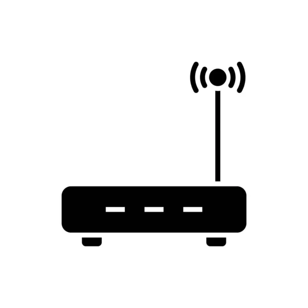 Icona nera Router su sfondo bianco. Tecnologia wireless — Vettoriale Stock