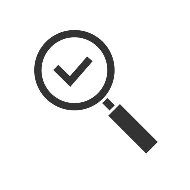 Siyah simge işaretli büyüteç izole edildi