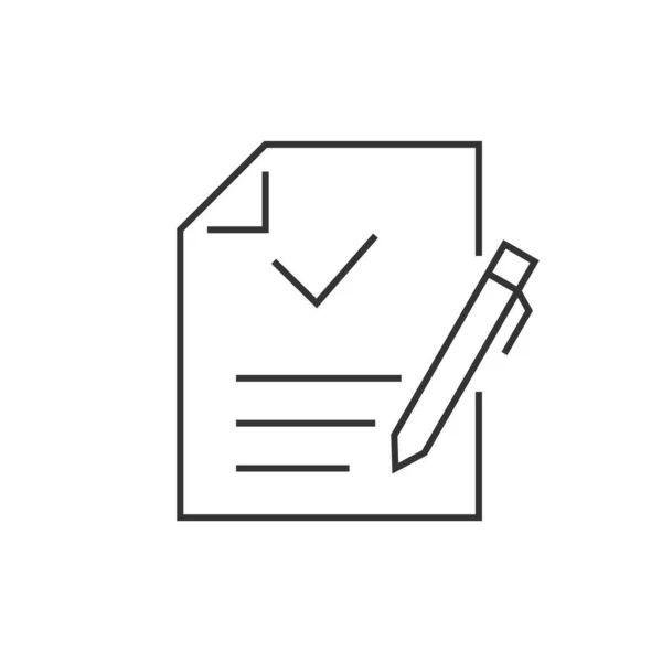 Document with checkmark and pen linear icons — ストックベクタ
