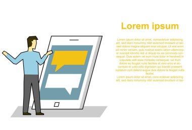 Akıllı telefon vektör yanılsaması kullanarak iş adamı sohbeti