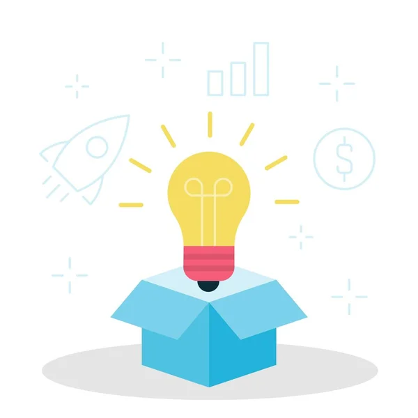 Light bulb looks out of the box vector illustration — Διανυσματικό Αρχείο