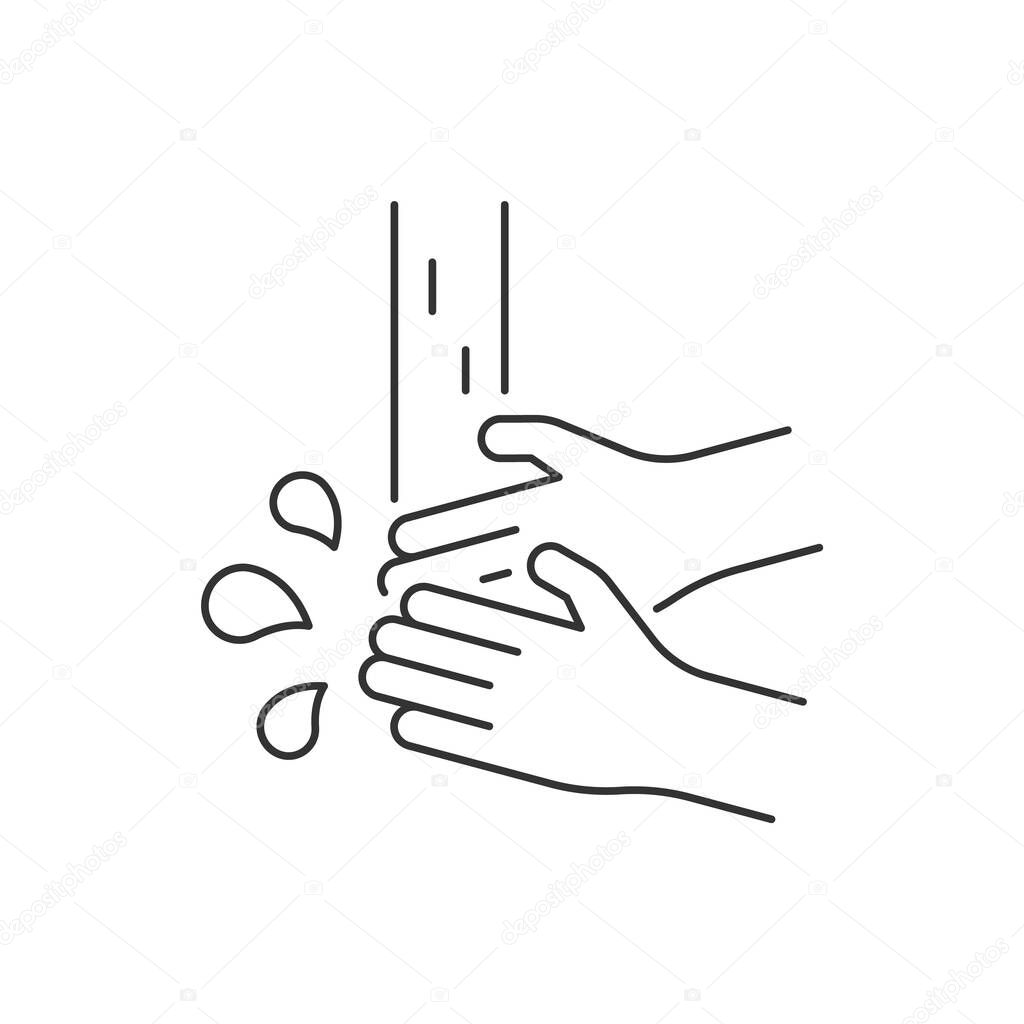 Washing hands line icon on white background