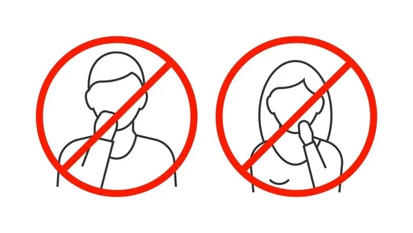Não toque em seus ícones de linha de rosto no backgound branco — Vetor de Stock