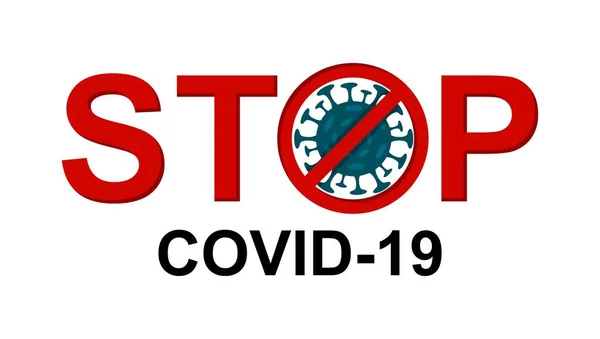 Σταμάτημα εικονογράφησης διανύσματος προειδοποιητικού μηνύματος του coronavirus σε λευκό φόντο — Διανυσματικό Αρχείο