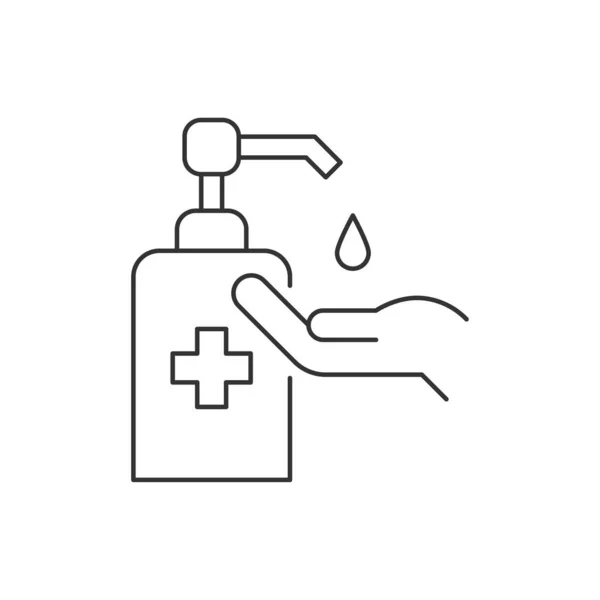 Gebruik de hand sanitizer lijn pictogram op witte achtergrond — Stockvector