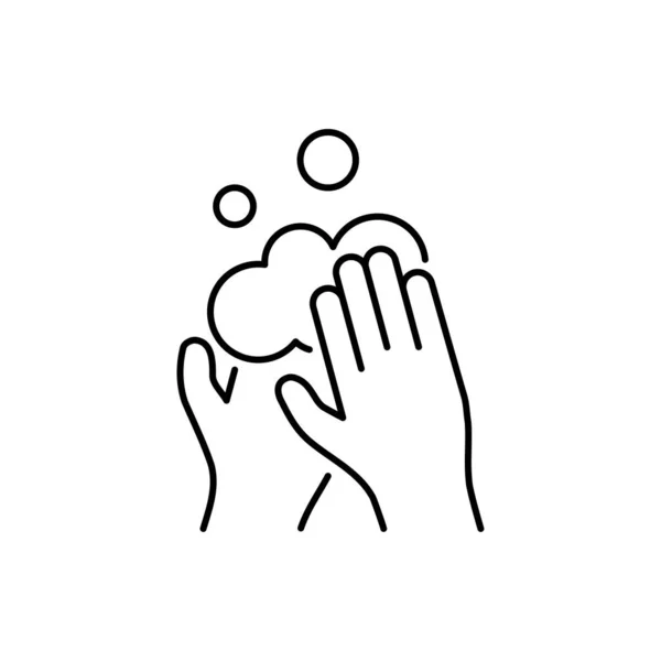 Waschen Sie Ihre Hände lineare Symbol auf weißem Hintergrund — Stockvektor