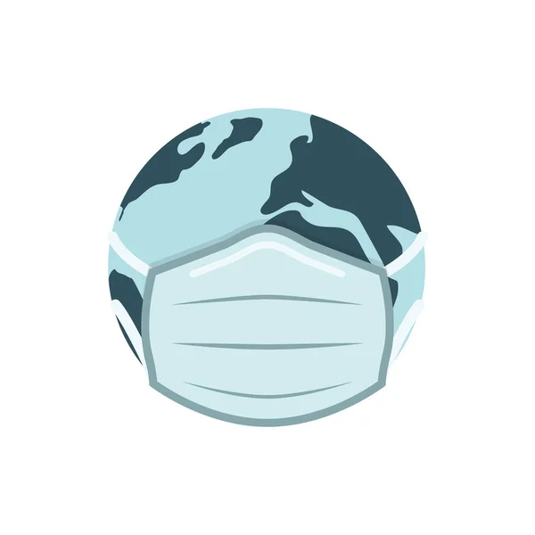 Earh globo in maschera medica vettoriale illustrazione — Vettoriale Stock