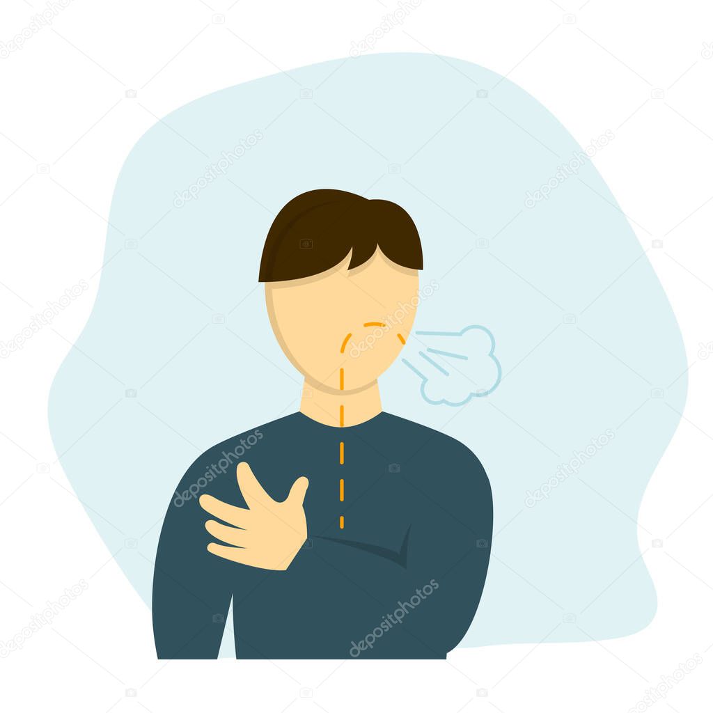 Man has shortness of breath vector illustration
