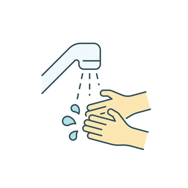 Wash your hands with water color line icon — Stock Vector