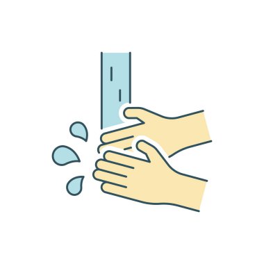 Beyaz arkaplanda çamaşır el çizgisi renk simgesi