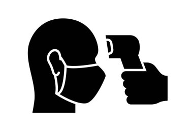 Beyaz arkaplandaki ateş kontrol simgesi. Vücut sıcaklığı kontrolü