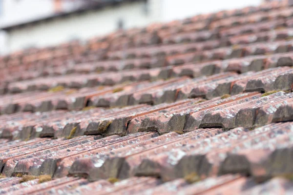 Clay Tiles Close Old Tiles Houses Tuscany Old Technology Better — Stock Photo, Image