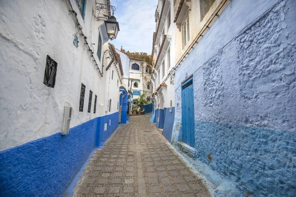 Belle Vue Sur Ville Bleue Dans Médina Détails Architecturaux Marocains — Photo