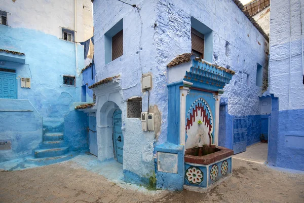 Vacker Utsikt Över Den Blå Staden Medina Traditionella Marockanska Arkitektoniska — Stockfoto