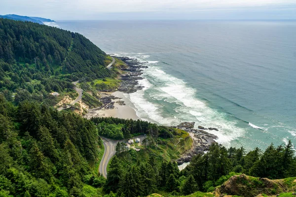 Cape Perpetua Scenic Overlook Vue Aérienne Littoral Cap Perpetua Depuis — Photo