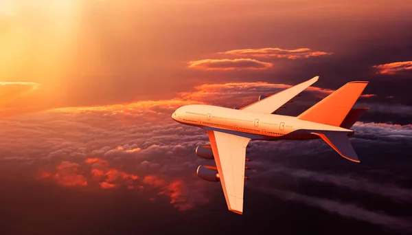 Δραματικό Τοπίο Αεροπλάνο Αεροπλάνο Αεροσκάφος Πτήση Πάνω Από Σύννεφα Στο — Φωτογραφία Αρχείου