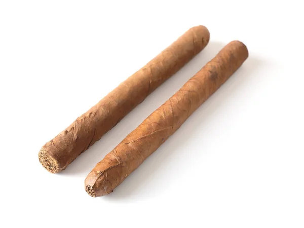 Zwei Zigarren auf weißem Hintergrund — Stockfoto