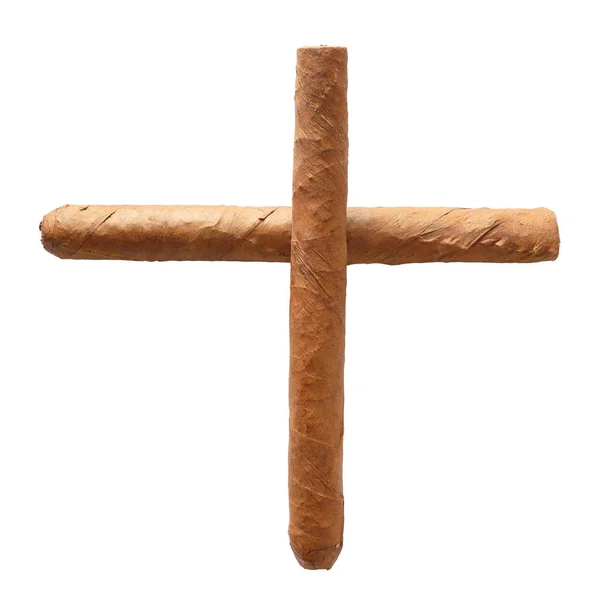 Kreuz zweier Zigarren isoliert — Stockfoto