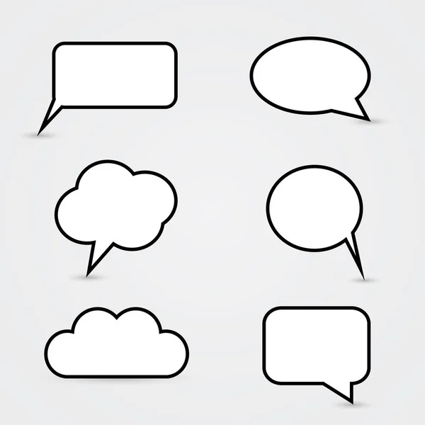 White Speech Bubbles with Black Frames — Stock Vector