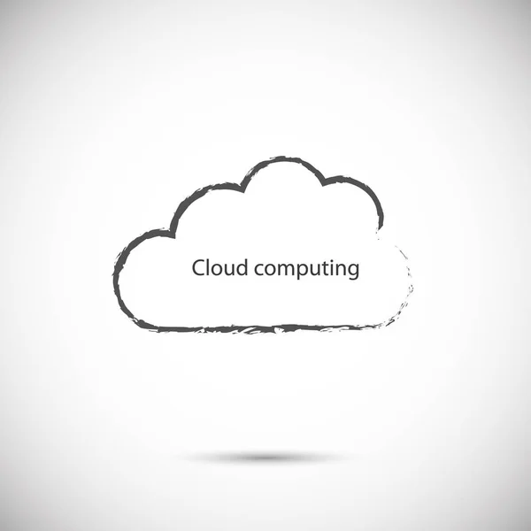 Cinza Drawn Cloud Computing —  Vetores de Stock