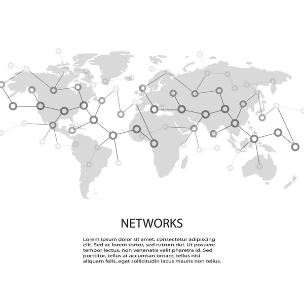 Networks with World Map — Stock Vector