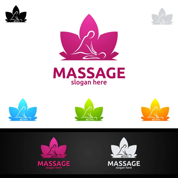 Kiropraktik, massage, ryggsmärta och osteopati Logo Design — Stock vektor