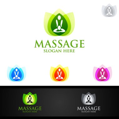 Masaj, sırt ağrısı ve osteopati logosu tasarımı.
