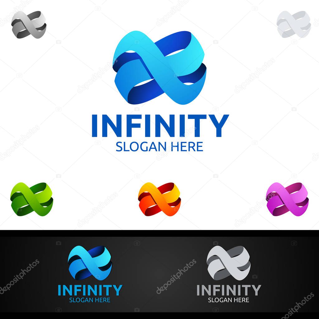 Infinity loop logo icon. Vector unlimited infinity, endless line shape sign