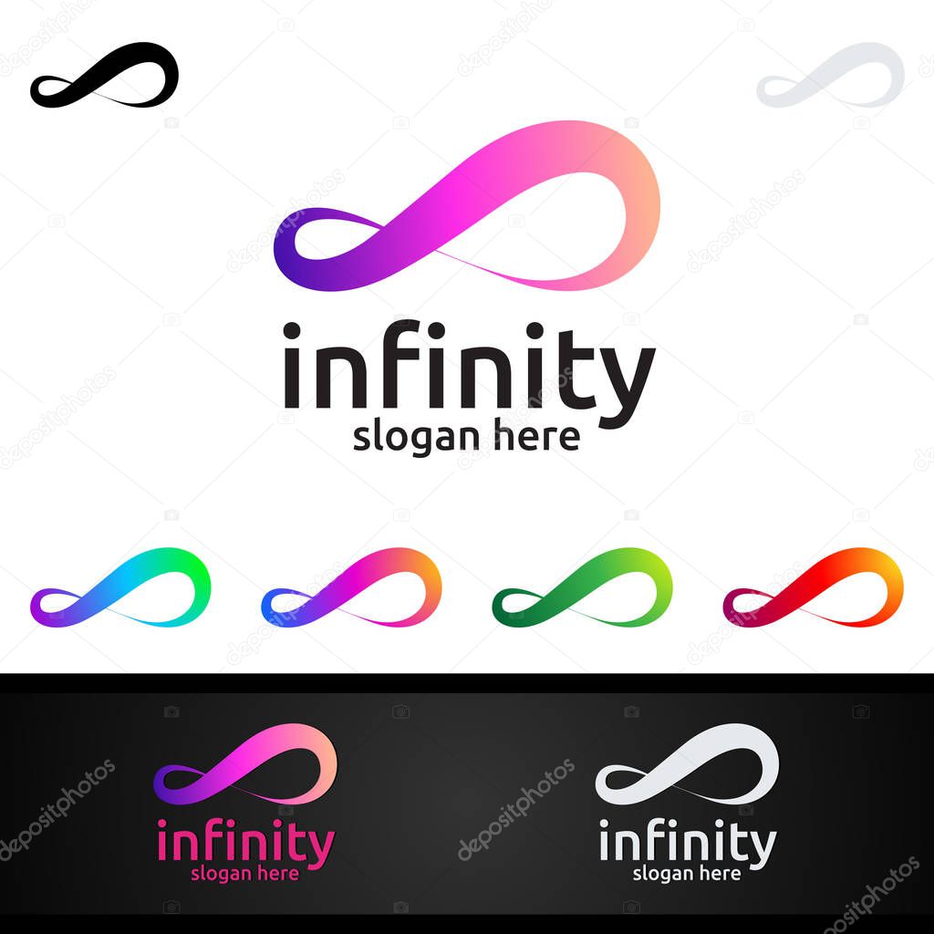 Infinity loop logo icon. Vector unlimited infinity, endless line shape sign