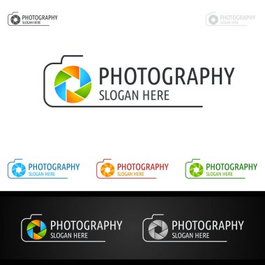 Soyut Kamera Fotoğrafı Logo Simgesi Vektör Tasarım Şablonu
