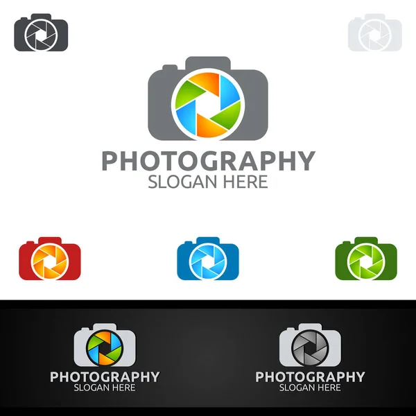 Abstract Fotografie van de Camera Logo Icon Vector Ontwerp Sjabloon — Stockvector