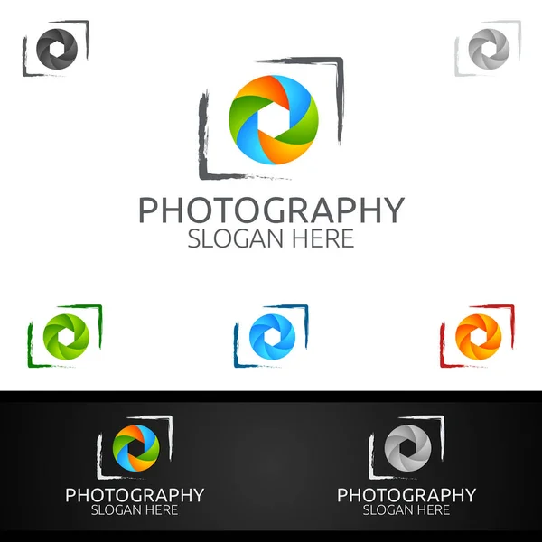 Plantilla abstracta del diseño del icono del logotipo de la fotografía de la cámara — Archivo Imágenes Vectoriales