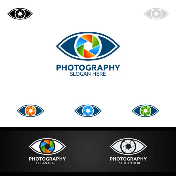 Streszczenie Oczy Aparat fotograficzny Logo Ikona wektor Szablon projektu — Wektor stockowy